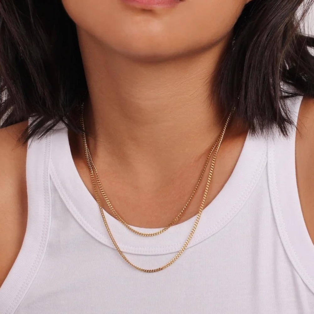 Gold Cuban Curb Chain Necklace